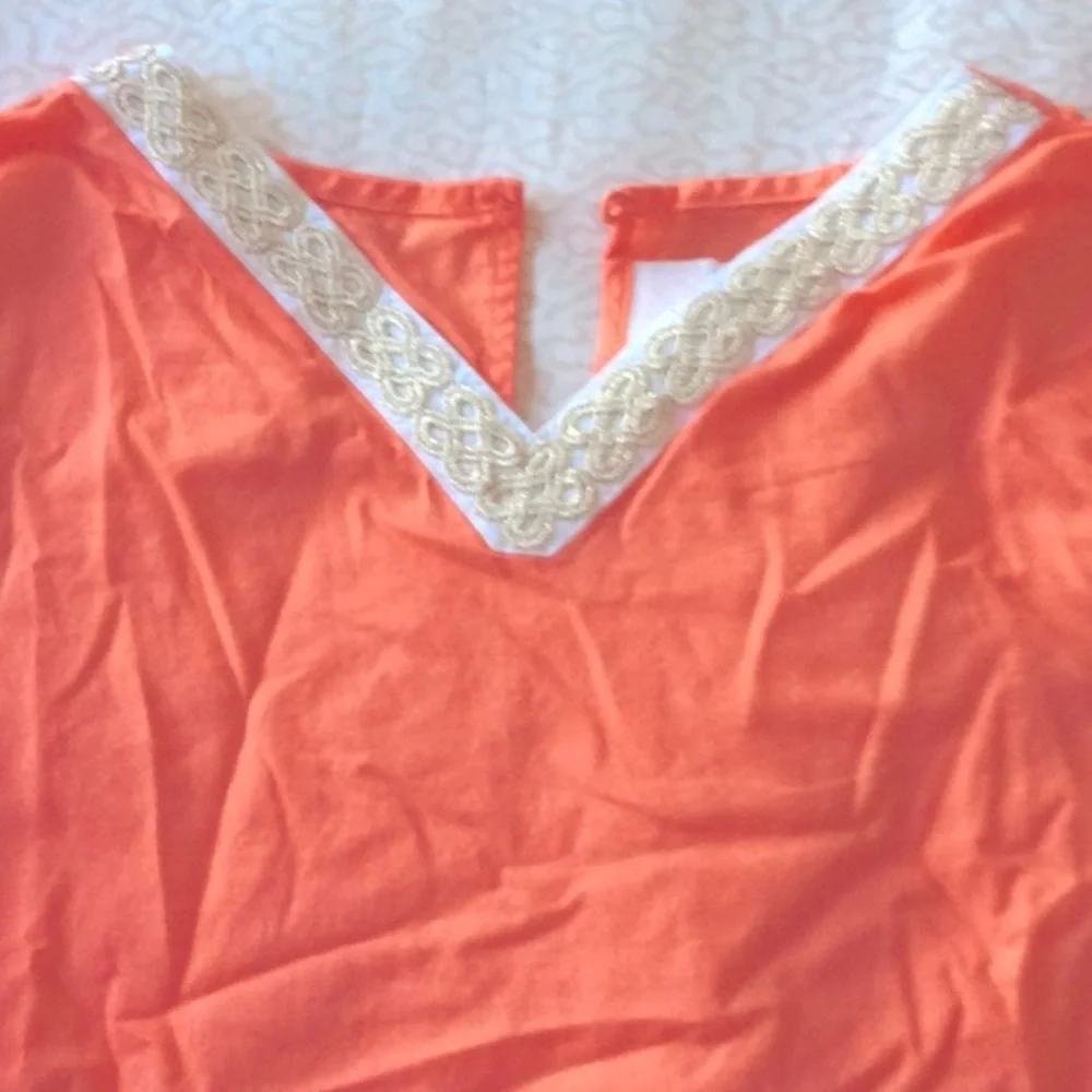 Janie and Jack Coral-Orange V‑Neck Swim Coverup Tunic in size 10